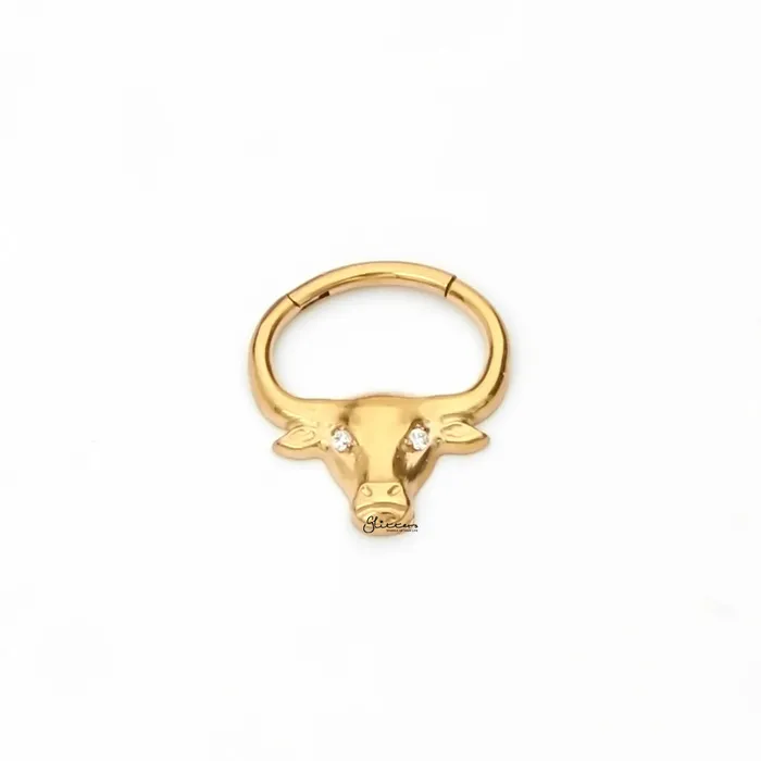 Rings Bull Head Titanium Segment Hoop Ring Gold Glitters