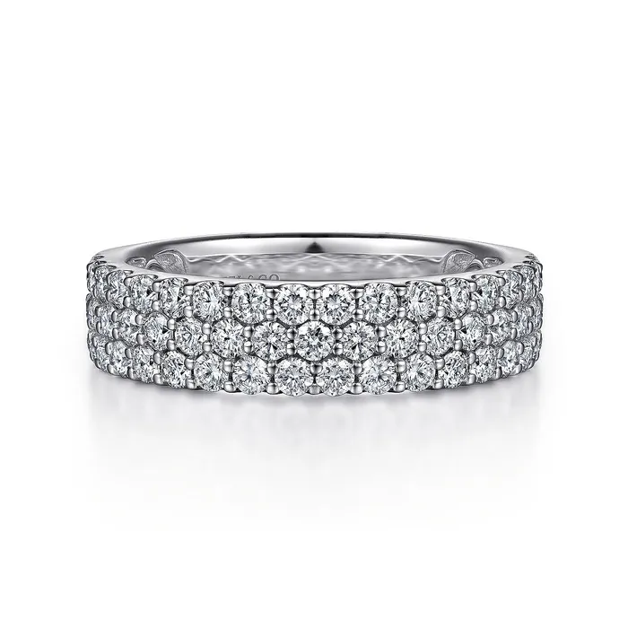 Rings GABRIEL CO Gabriel 14K White Gold 117ctw Triple Row Diamond Band