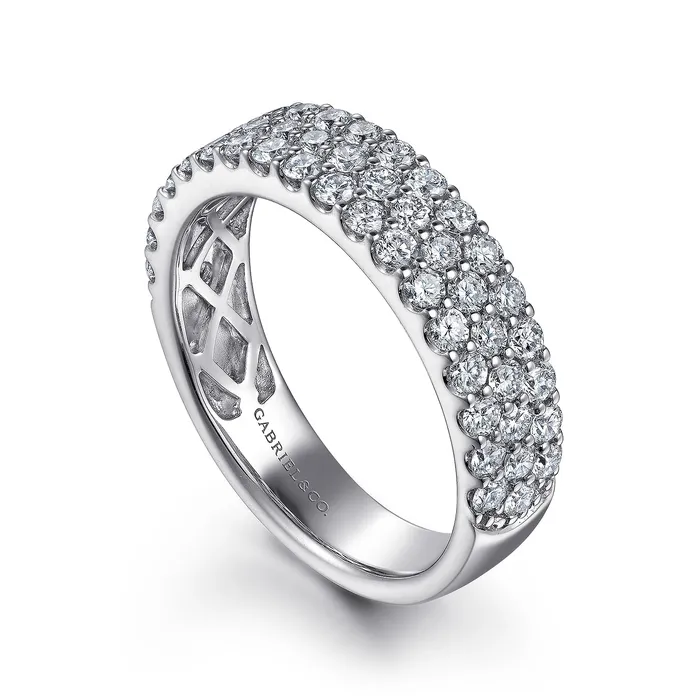 Rings GABRIEL CO Gabriel 14K White Gold 117ctw Triple Row Diamond Band Rings GABRIEL CO Gabriel 14K White Gold 117ctw Triple Row Diamond Band