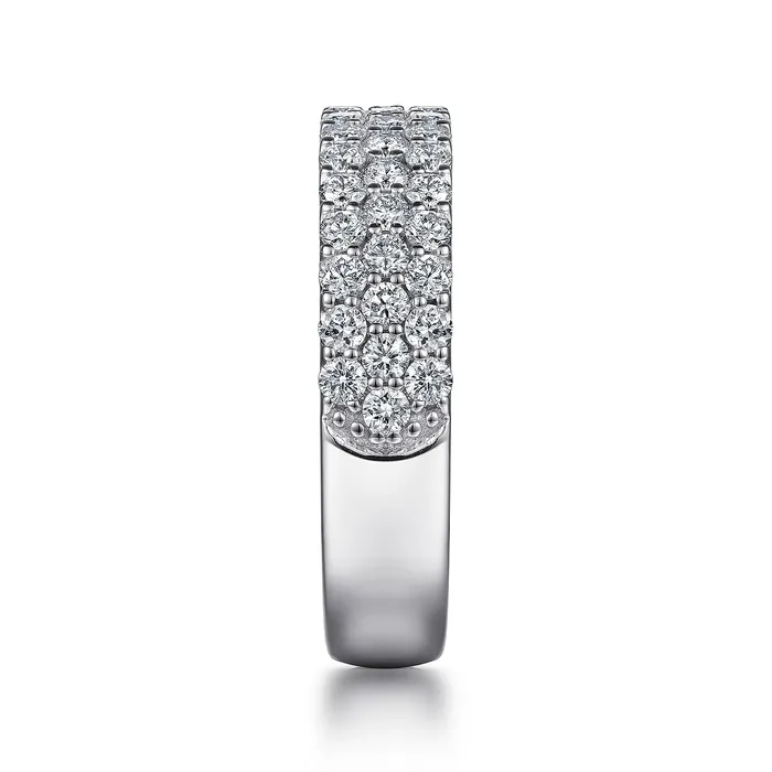 Rings GABRIEL CO Gabriel 14K White Gold 117ctw Triple Row Diamond Band Rings GABRIEL CO Gabriel 14K White Gold 117ctw Triple Row Diamond Band
