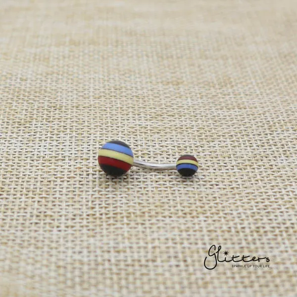 Rings Glitters 14 Gauge Acrylic Multi Color Strips Balls Belly Button Ring
