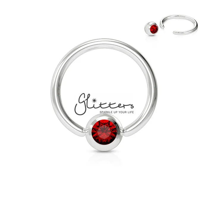 Rings Glitters 16GA 316L Surgical Steel Captive Bead Ring with Gem Ball
