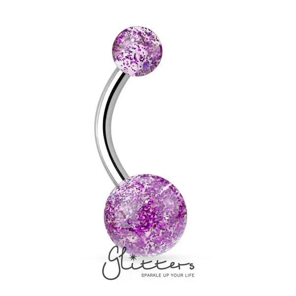 Rings Glitters Purple Acrylic Color Ultra Glitter Ball Belly Button Ring