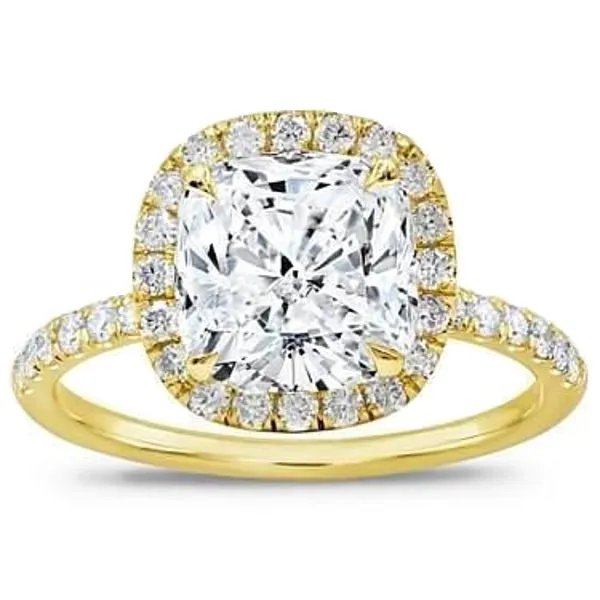 Rings Halo Engagement Ring 223 ct Cushion JVVS2 EGLUSA Diamond in Yellow Gold Beauvince