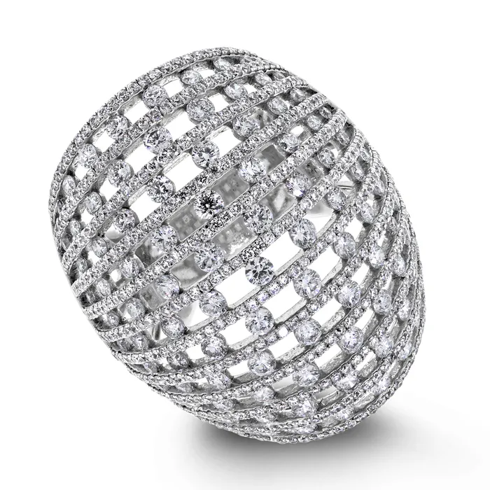 Rings Honeycomb Diamond Ring 298 ct Diamonds in White Gold Beauvince