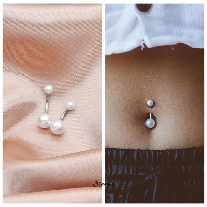 Rings Pearl Belly Button Navel Ring Glitters