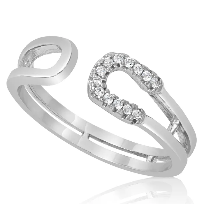 Rings RZ1662 Double Horseshoe CZ Ring Teeda