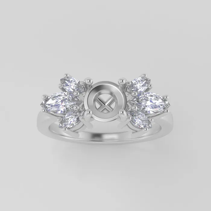 Rings The Luna 14k White Size 45 Stone OP151 Cinque Ring Box Custom Engraving 0 VENVS Rings The Luna 14k White Size 45 Stone OP151 Cinque Ring Box Custom Engraving 0 VENVS