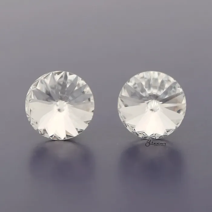 Round Crystal Stud Earrings Clear Glitters Earrings
