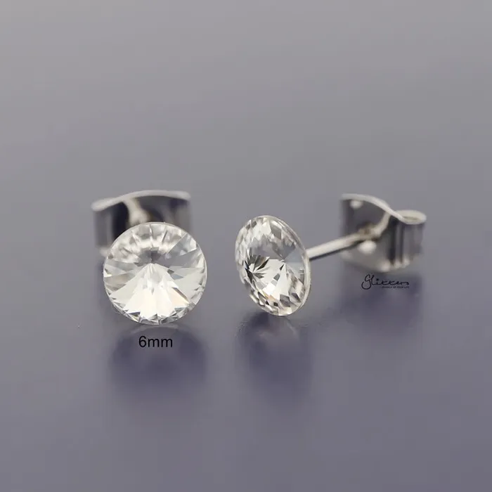 Round Crystal Stud Earrings Clear Glitters Earrings