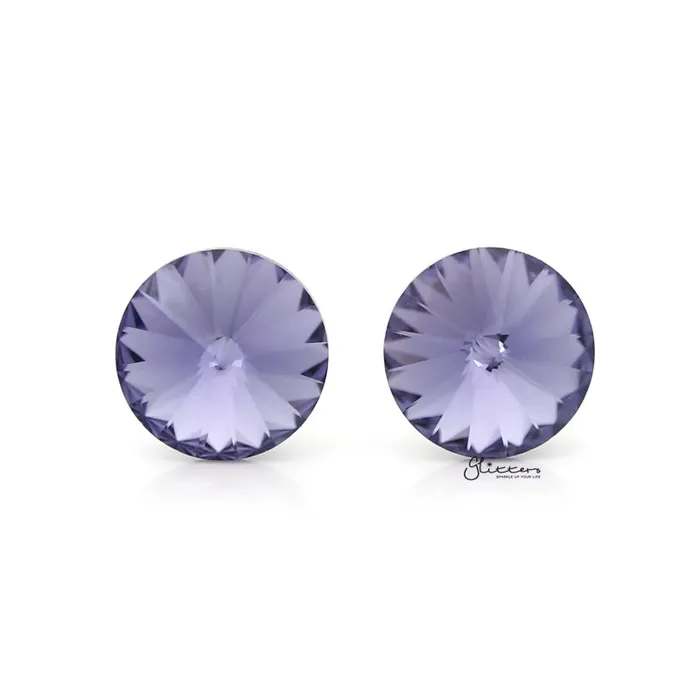 Round Crystal Stud Earrings Tanzanite Glitters Earrings