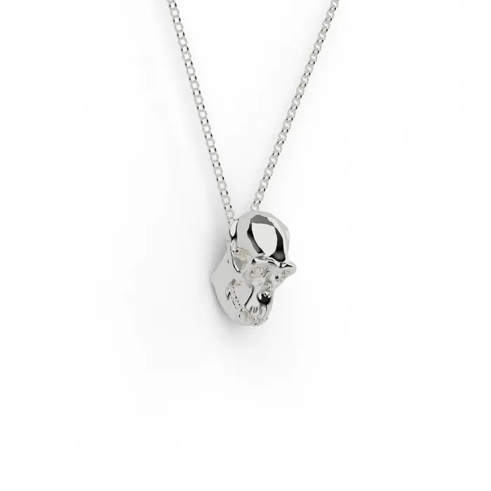 sciencejewelry1824 chimpanzee skull necklace silver Necklaces