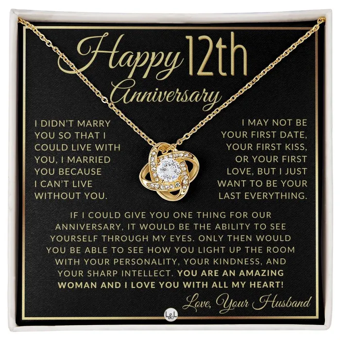 ShineOn Fulfillment Necklaces 12th Anniversary Gift For Wife Beautiful Womens Pendant Necklace Heartfelt Anniversary Message ShineOn Fulfillment Necklaces 12th Anniversary Gift For Wife Beautiful Womens Pendant Necklace Heartfelt Anniversary Message