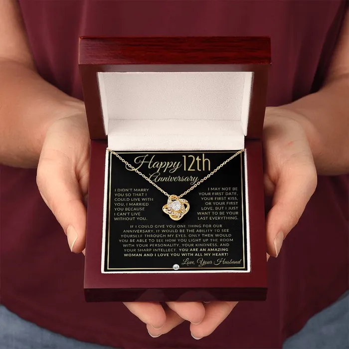 ShineOn Fulfillment Necklaces 12th Anniversary Gift For Wife Beautiful Womens Pendant Necklace Heartfelt Anniversary Message