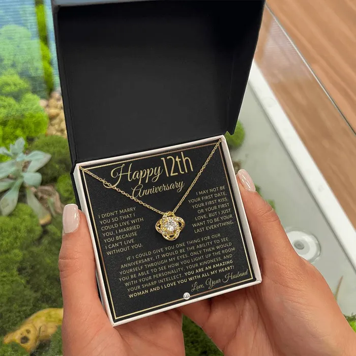 ShineOn Fulfillment Necklaces 12th Anniversary Gift For Wife Beautiful Womens Pendant Necklace Heartfelt Anniversary Message