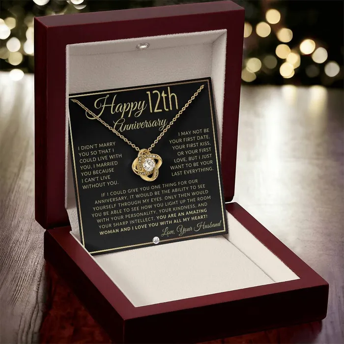 ShineOn Fulfillment Necklaces 12th Anniversary Gift For Wife Beautiful Womens Pendant Necklace Heartfelt Anniversary Message