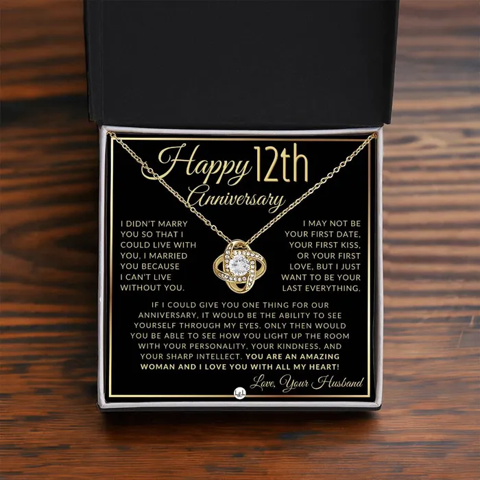 ShineOn Fulfillment Necklaces 12th Anniversary Gift For Wife Beautiful Womens Pendant Necklace Heartfelt Anniversary Message