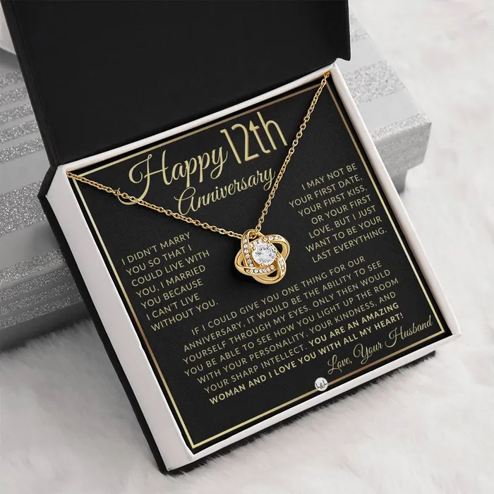 ShineOn Fulfillment Necklaces 12th Anniversary Gift For Wife Beautiful Womens Pendant Necklace Heartfelt Anniversary Message