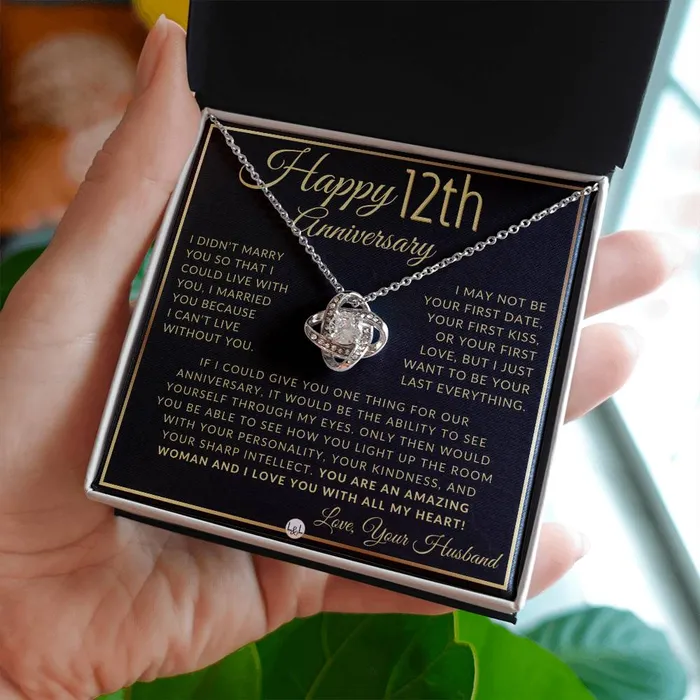 ShineOn Fulfillment Necklaces 12th Anniversary Gift For Wife Beautiful Womens Pendant Necklace Heartfelt Anniversary Message