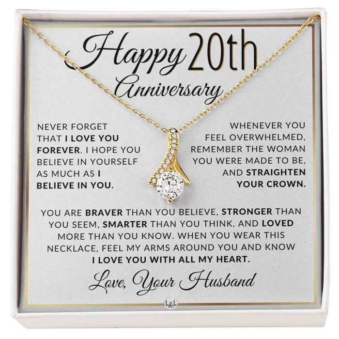 ShineOn Fulfillment Necklaces 20th Anniversary Gift For Wife Anniversary Gift Idea For Your Wife Drop Pendant Necklace Heartfelt Anniversary Message ShineOn Fulfillment Necklaces 20th Anniversary Gift For Wife Anniversary Gift Idea For Your Wife Drop Pendant Necklace Heartfelt Anniversary Message