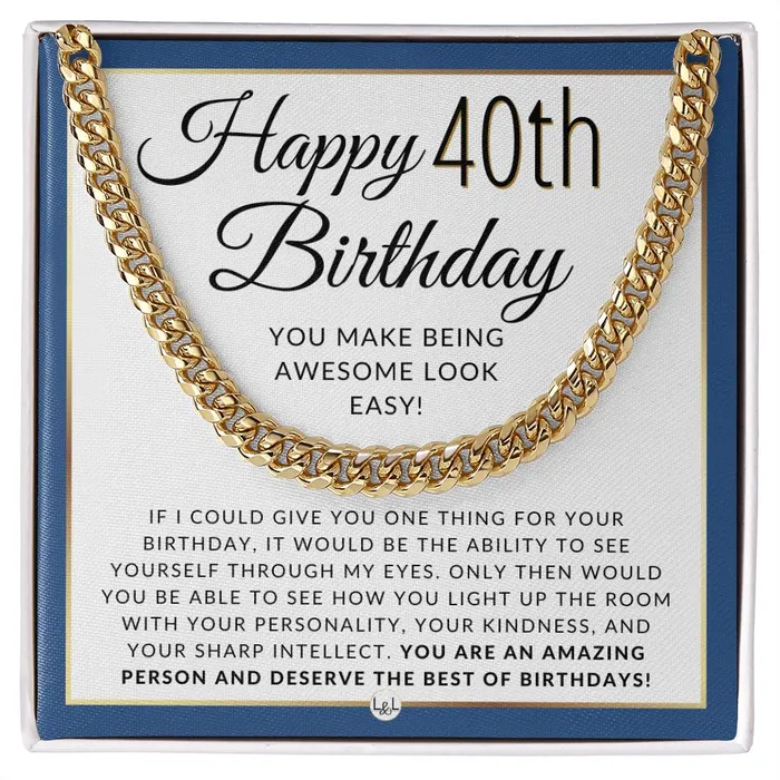 ShineOn Fulfillment Necklaces 40th Birthday Gift For Him Chain Necklace For 40 Year Old Mans Birthday Great Birthday Gift For Men Jewelry For Guys ShineOn Fulfillment Necklaces 40th Birthday Gift For Him Chain Necklace For 40 Year Old Mans Birthday Great Birthday Gift For Men Jewelry For Guys