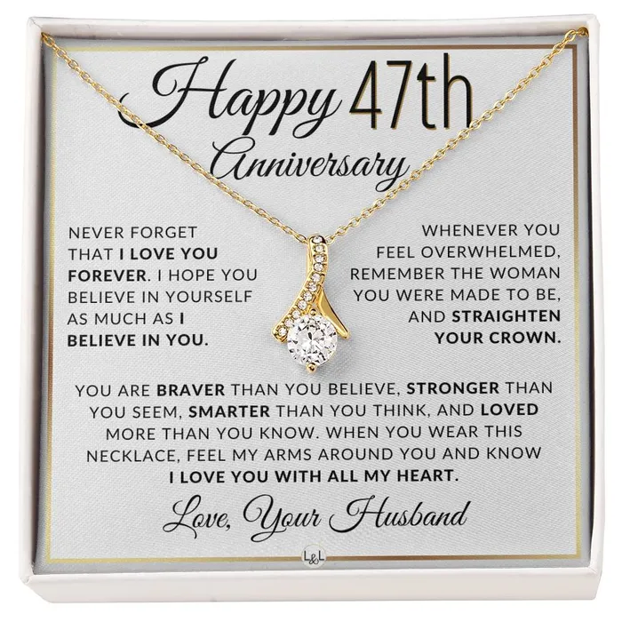 ShineOn Fulfillment Necklaces 47th Anniversary Gift For Wife Anniversary Gift Idea For Your Wife Drop Pendant Necklace Heartfelt Anniversary Message ShineOn Fulfillment Necklaces 47th Anniversary Gift For Wife Anniversary Gift Idea For Your Wife Drop Pendant Necklace Heartfelt Anniversary Message