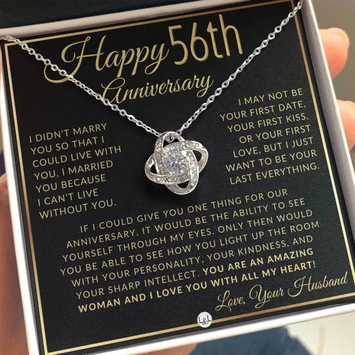 ShineOn Fulfillment Necklaces 56th Anniversary Gift For Wife Beautiful Womens Pendant Necklace Heartfelt Anniversary Message