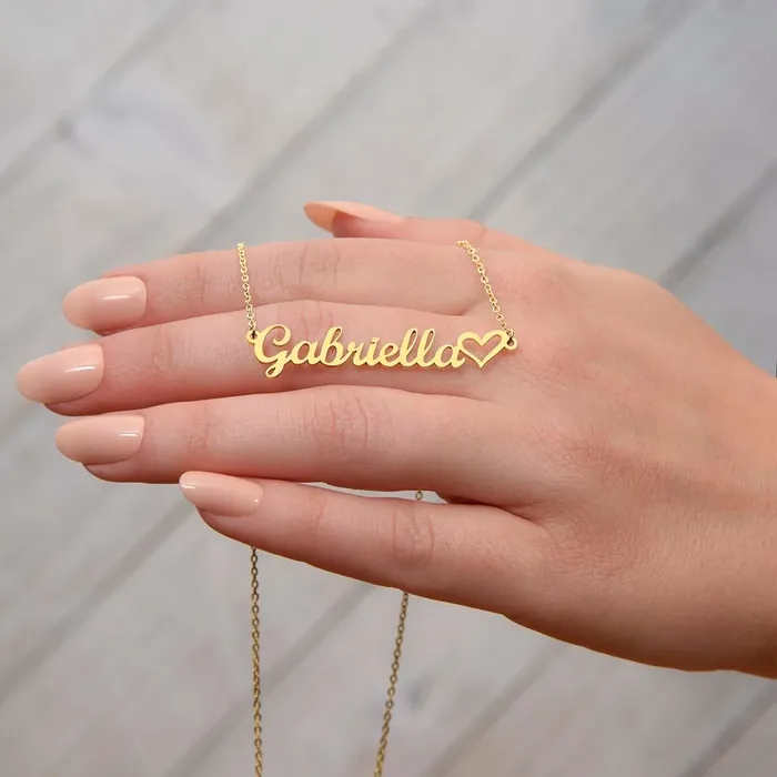 ShineOn Fulfillment Necklaces Bold Script Heart Custom Name Necklace