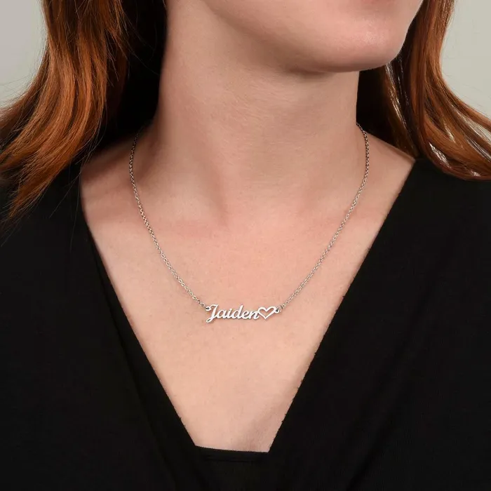 ShineOn Fulfillment Necklaces Bold Script Heart Custom Name Necklace