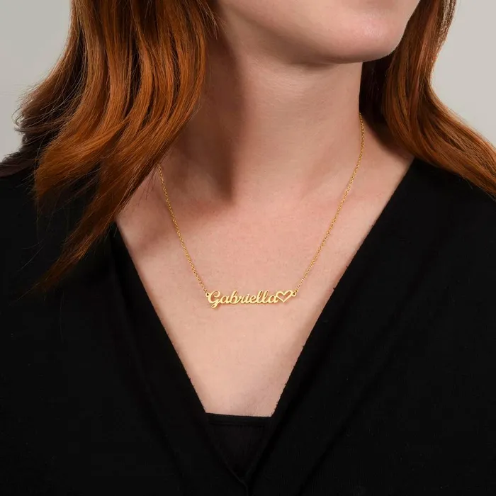 ShineOn Fulfillment Necklaces Bold Script Heart Custom Name Necklace