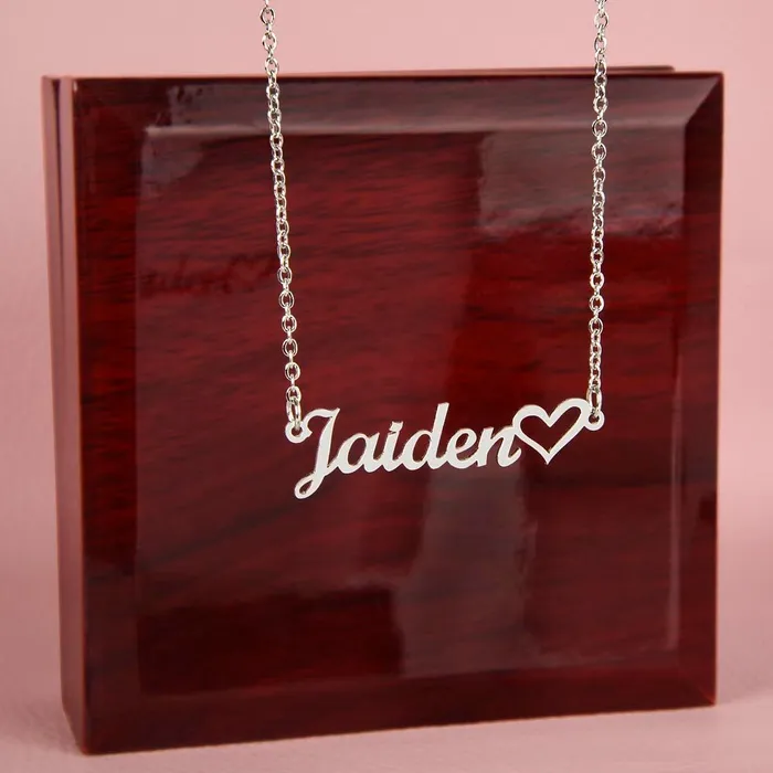 ShineOn Fulfillment Necklaces Bold Script Heart Custom Name Necklace