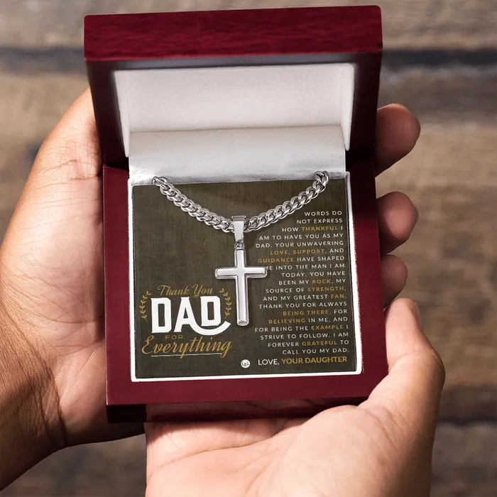 ShineOn Fulfillment Necklaces Gift For Dad From Daughter Mens Chain with Engravable Cross Necklace Christian Jewelry For Dad For Fathers Day Christmas or His Birthday