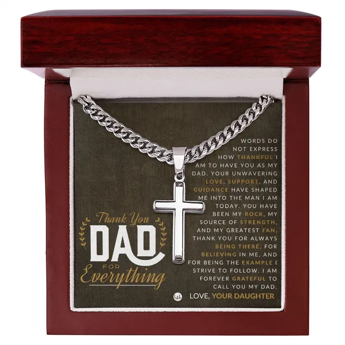 ShineOn Fulfillment Necklaces Gift For Dad From Daughter Mens Chain with Engravable Cross Necklace Christian Jewelry For Dad For Fathers Day Christmas or His Birthday