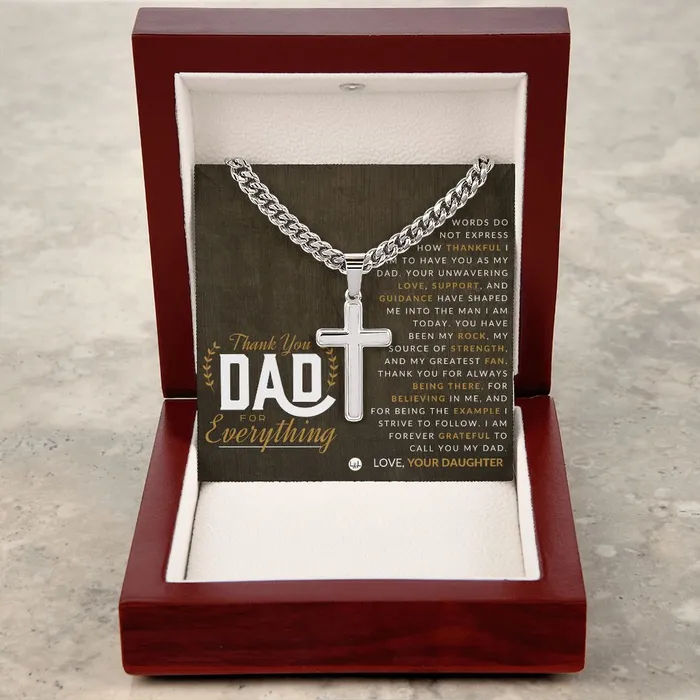 ShineOn Fulfillment Necklaces Gift For Dad From Daughter Mens Chain with Engravable Cross Necklace Christian Jewelry For Dad For Fathers Day Christmas or His Birthday