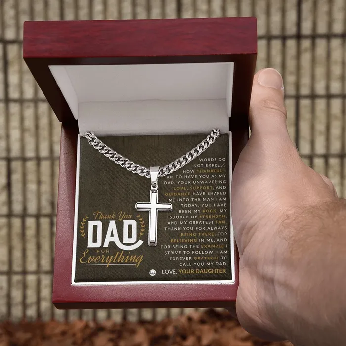 ShineOn Fulfillment Necklaces Gift For Dad From Daughter Mens Chain with Engravable Cross Necklace Christian Jewelry For Dad For Fathers Day Christmas or His Birthday