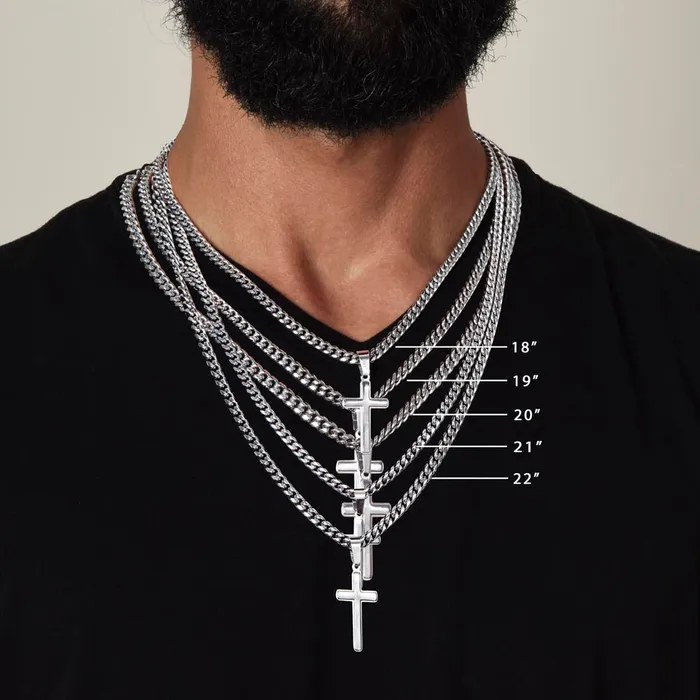 ShineOn Fulfillment Necklaces Gift For Dad From Daughter Mens Chain with Engravable Cross Necklace Christian Jewelry For Dad For Fathers Day Christmas or His Birthday