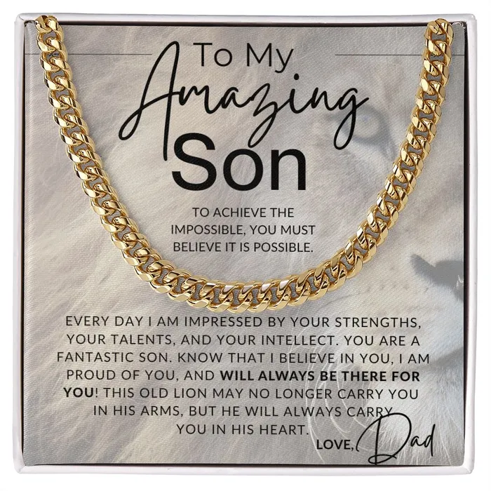ShineOn Fulfillment Necklaces I Believe In You Son To My Son From Dad Father to Son Chain Necklace wLion Christmas Gifts Birthday Present Graduation Gift ShineOn Fulfillment Necklaces I Believe In You Son To My Son From Dad Father to Son Chain Necklace wLion Christmas Gifts Birthday Present Graduation Gift