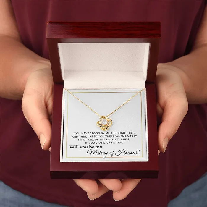 ShineOn Fulfillment Necklaces Matron of Honour Proposal Wedding Party Necklace Gift From Bride I Need You There When I Marry Him Elegant White and Gold Wedding Theme