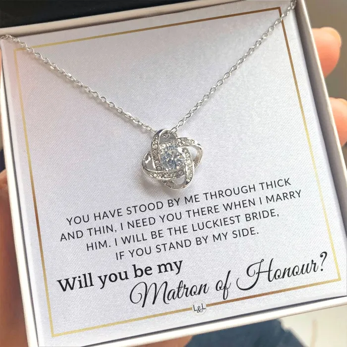 ShineOn Fulfillment Necklaces Matron of Honour Proposal Wedding Party Necklace Gift From Bride I Need You There When I Marry Him Elegant White and Gold Wedding Theme