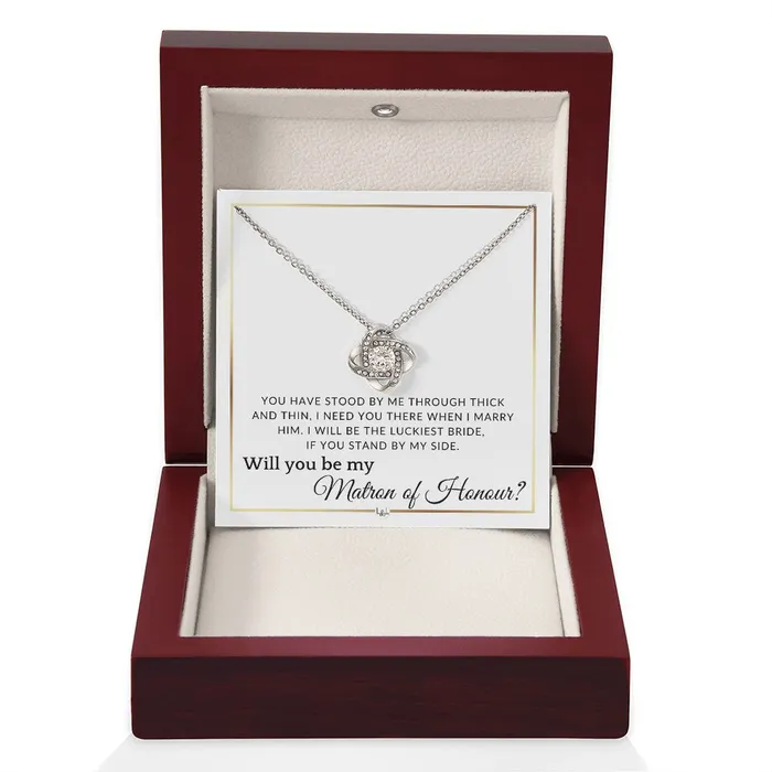 ShineOn Fulfillment Necklaces Matron of Honour Proposal Wedding Party Necklace Gift From Bride I Need You There When I Marry Him Elegant White and Gold Wedding Theme