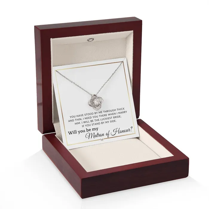 ShineOn Fulfillment Necklaces Matron of Honour Proposal Wedding Party Necklace Gift From Bride I Need You There When I Marry Him Elegant White and Gold Wedding Theme