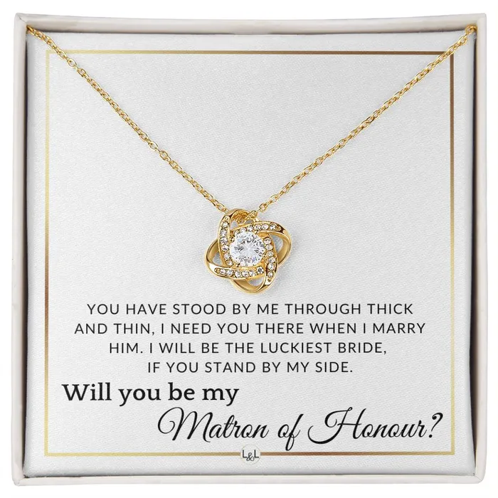 ShineOn Fulfillment Necklaces Matron of Honour Proposal Wedding Party Necklace Gift From Bride I Need You There When I Marry Him Elegant White and Gold Wedding Theme