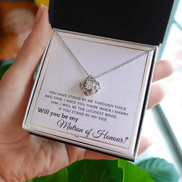 ShineOn Fulfillment Necklaces Matron of Honour Proposal Wedding Party Necklace Gift From Bride I Need You There When I Marry Him Elegant White and Gold Wedding Theme