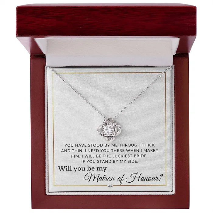 ShineOn Fulfillment Necklaces Matron of Honour Proposal Wedding Party Necklace Gift From Bride I Need You There When I Marry Him Elegant White and Gold Wedding Theme