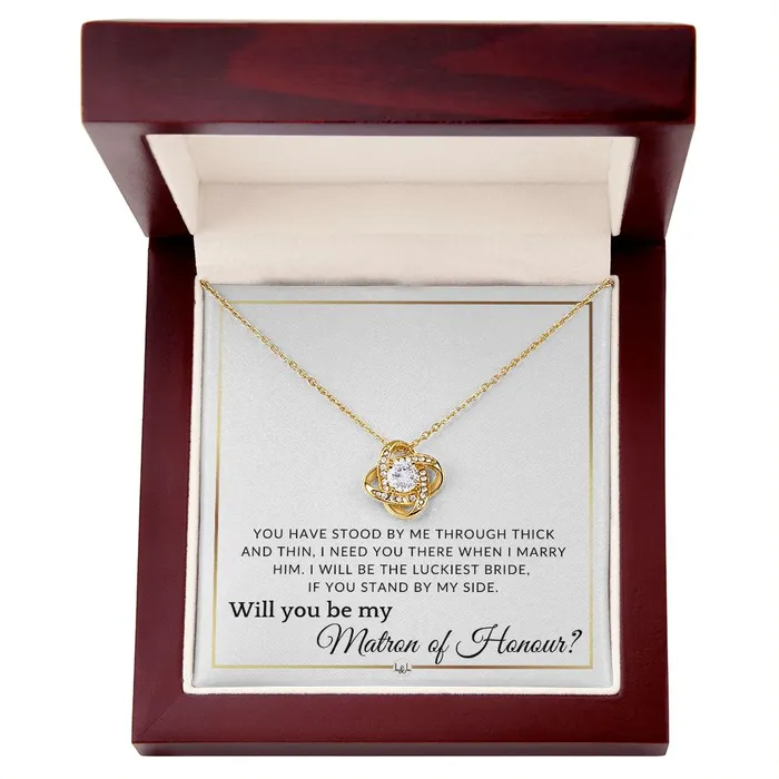 ShineOn Fulfillment Necklaces Matron of Honour Proposal Wedding Party Necklace Gift From Bride I Need You There When I Marry Him Elegant White and Gold Wedding Theme