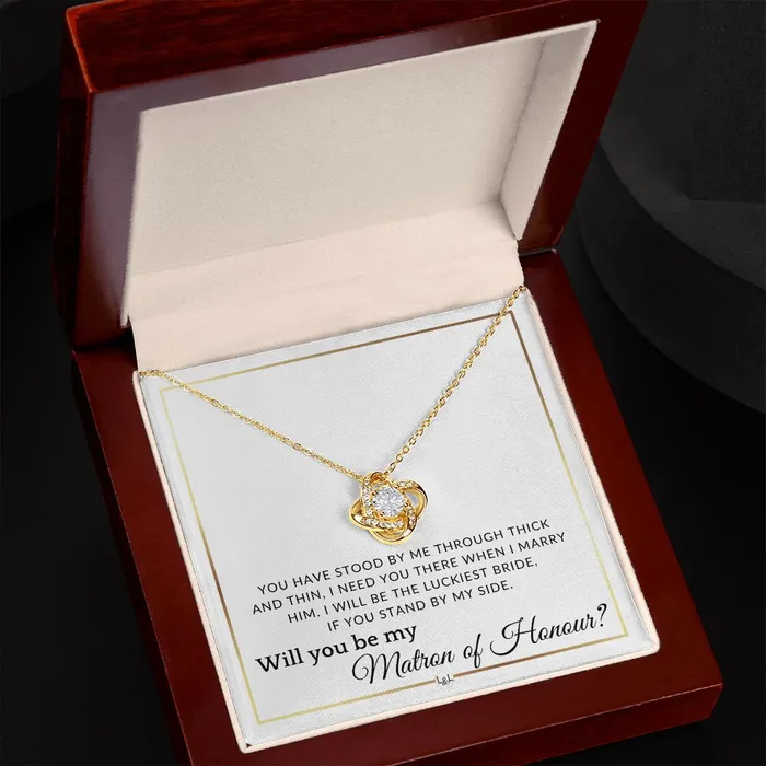 ShineOn Fulfillment Necklaces Matron of Honour Proposal Wedding Party Necklace Gift From Bride I Need You There When I Marry Him Elegant White and Gold Wedding Theme