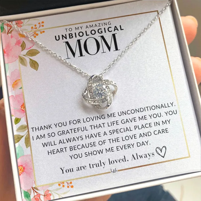 ShineOn Fulfillment Necklaces Unbiological Mom Gift Truly Loved Present for Stepmom Bonus Mom Second Mom Unbiological Mom or Other Mom Great For Mothers Day Christmas Her Birthday Or As An Encouragement Gift