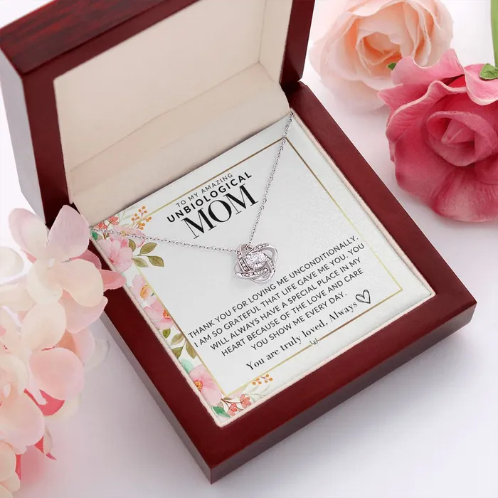 ShineOn Fulfillment Necklaces Unbiological Mom Gift Truly Loved Present for Stepmom Bonus Mom Second Mom Unbiological Mom or Other Mom Great For Mothers Day Christmas Her Birthday Or As An Encouragement Gift