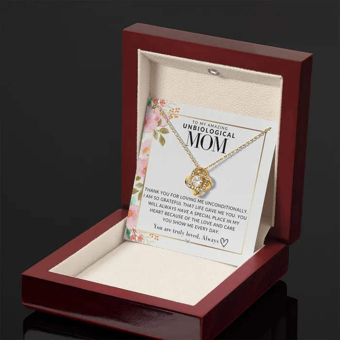 ShineOn Fulfillment Necklaces Unbiological Mom Gift Truly Loved Present for Stepmom Bonus Mom Second Mom Unbiological Mom or Other Mom Great For Mothers Day Christmas Her Birthday Or As An Encouragement Gift