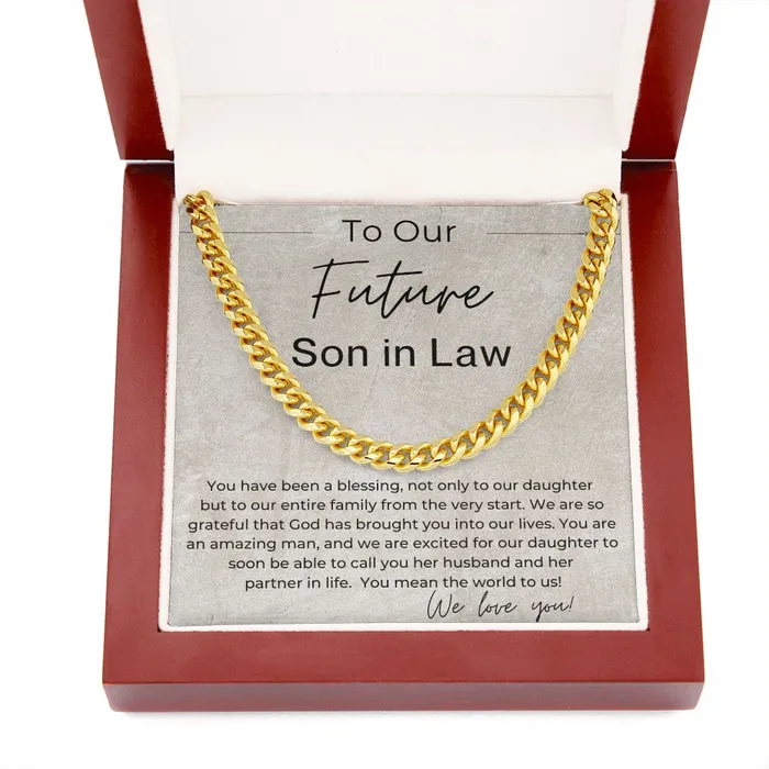 ShineOn Fulfillment Necklaces We Are Excited Gift for Future Daughter in Law Cuban Linked Chain Necklace